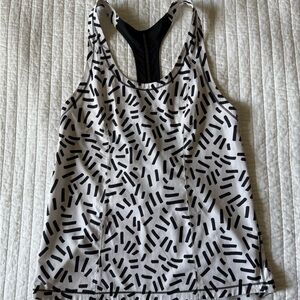 Lululemon Athletica Black and White Patterned Tank Top